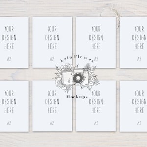 A2 Card Mockup Multiple x 8, Voorzijde Wenskaart Mock Up, Briefpapier Suite Mock Ups, Jpeg Instant Digital Download