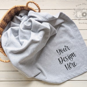 Blanket Mockup, Stadium blanket mockup in a basket for lifestyle stock photo, Throw Blanket Mock-up, Blanket Template Mock Up