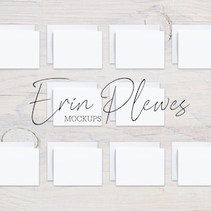 A2-kaartmodel suite met enveloppen, wenskaart mock-up vooraan en achterkant van 10 x 10, briefpapier suite mock-ups, jpeg directe digitale download