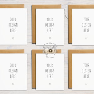 A2 Card Mockup Kraft Envelope Suite, Maquettes de cartes de vœux recto-verso, Maquettes de cartes verticales Ensemble de 6, Téléchargement numérique instantané Jpeg