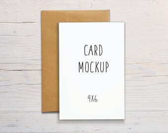 4x6 Greeting card mockup with kraft envelope, 4"x6" Thank you card mock-up for rustic wedding, Jpeg Instant Digital Download