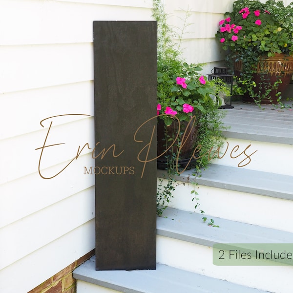 Porch Sign Mockup, Large Black Wood Sign Mock Up 1' x 4', Rustic Black Wood Frame Mock Up 12" x 48", Farmhouse Style Mock Up Template