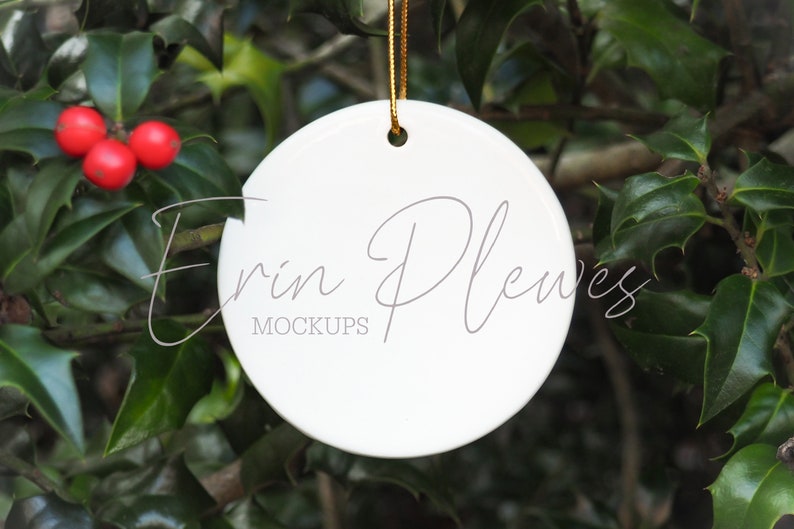 Round Ornament Mockup Ceramic Christmas Mockup for Printify Etsy