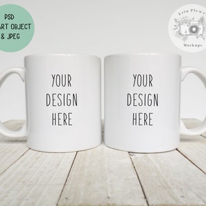 2 Mugs Mug Mockup, Front and Back Mug Mock-up for Styled Stock Photography, Digital Download Jpeg and PSD Smart Object