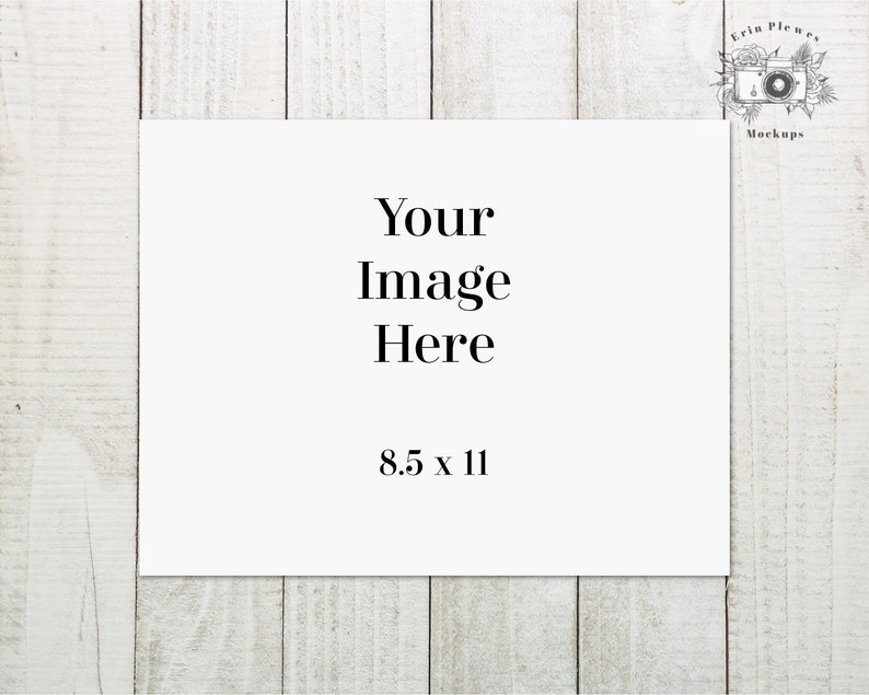 Poster Mockup 8.5 x 11 8.5x11 Paper mockup on white wood