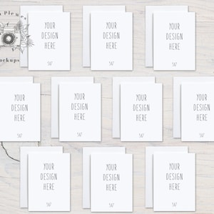 Conjunto de maquetas de tarjetas 5x7 de 10, maquetas de tarjetas de felicitación en la parte delantera trasera, maquetas de la suite de papelería vertical A7, descarga digital instantánea Jpeg