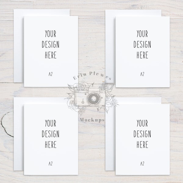 A2 Card Mockup with Envelopes, Front Back Greeting Card Mock Up, Stationery Suite Mock Ups, Jpeg Instant Digital Download