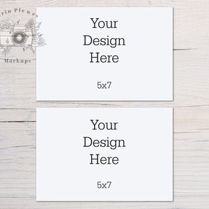 Karte Mockup 5 "x 7" Landschaft, vorne zurück Grußkarte Mock Up, Doppelte Briefpapier Mock Ups, Jpeg Instant Digital Download
