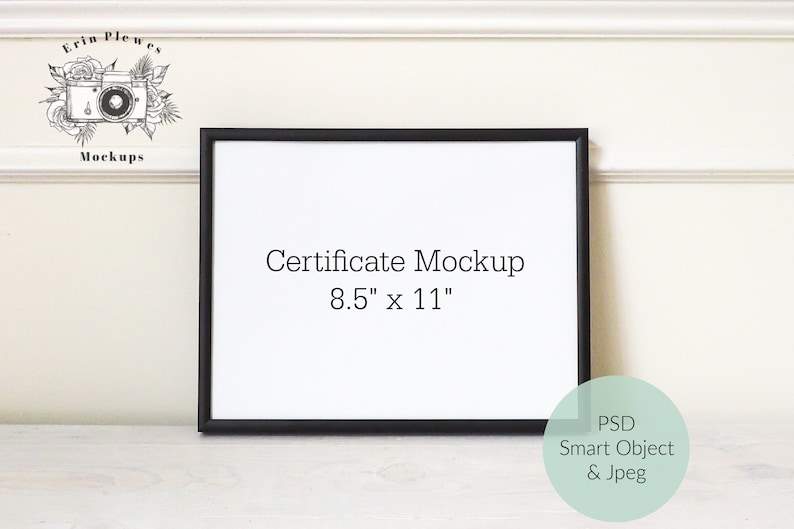 Frame Mockup 8.5 x 11 Certificate Mockup with Black Frame Etsy