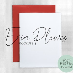 A2 Karte Mockup mit rotem Umschlag PNG, Einladung Mock-up mit weißem Hintergrund, Jpeg PNG Sofortiger digitaler Download Vorlage