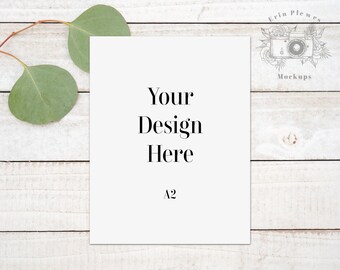 A2 Grußkarte Mockup, Dankeschön-Karte Mock-up, Karte Flatlay auf rustikalen Holz, Jpeg Instant Digital Download