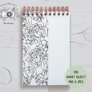 Spiral Top Diary Mockup, Notebook Mockup PSD Smart Object, Journal Flat Lay, Instant Digital Download Jpeg PNG Template