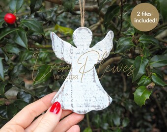 Angel Ornament Mockup: Christmas Bauble Lifestyle Stock Photo (Digital Download)