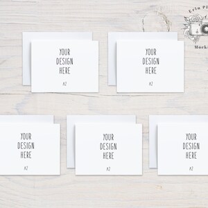 5 Card Mockup, A2 Wenskaart Mock Up Suite, Briefpapier met Envelop Mock Ups, Jpeg Instant Digital Download
