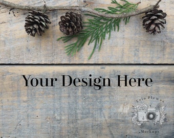 Wood Background Mockup, Christmas Styled Stock Photo, Rustic Barn Wood Background Paper, JPG Digital Download Blank Template
