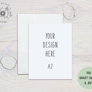 Maquette de carte A2 PSD Smart Object, 4.25 « x 5.5 » Flat Card Mock-Up, Greeting Card Envelope Mock-up, Jpeg Instant Digital Download