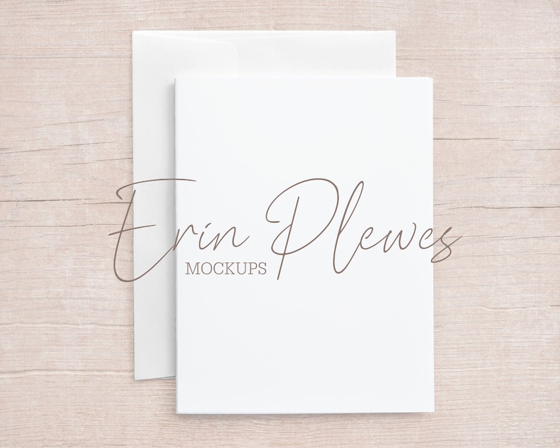 Download A2 Card Mockup with White Envelope on Beige Wood Thank You ...