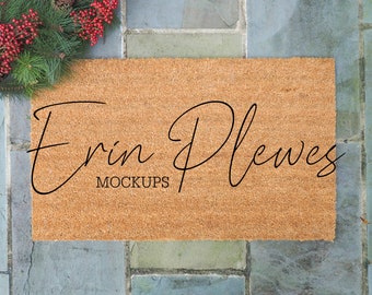 Doormat Mockup, Outdoor Door Mat Mock Up, Farmhouse Rug Mock-up, Holiday Flat Lay, Instant Digital Download JPEG