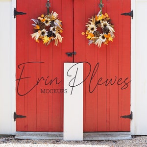 Wood Sign Mockup 12in x 4ft, Fall Front Porch Sign Mock Up, Farmhouse Vertical Wood Sign Mock Up, Rustic Frame Mockup
