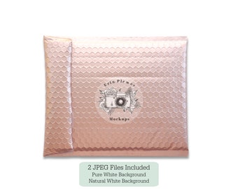 Bubble Mailer Mockup Back View, Pink Mailer Mock Up, Rose Gold Package Stock Photo, Jpeg Instant Digital Download Template