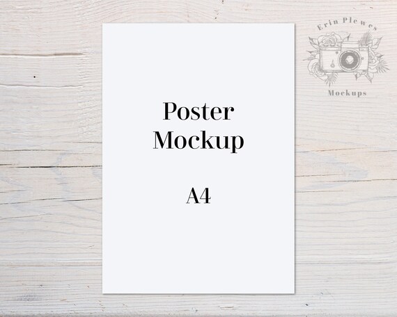 A4 Poster Mockup, Print mockup on white farmhouse rustic wood, Clean minimal mock up Jpeg Instant Digital Download