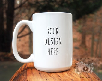 Mug Mockup, 15oz Coffee Mug Mockup, Dark and Moody Lifestyle Styled Stock Photography, Jpeg Instant Digital Download Template