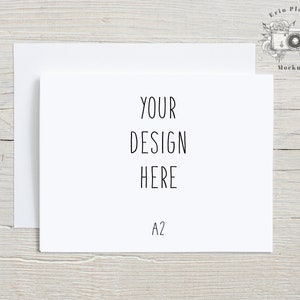 Greeting card mockup with white envelope, A2 Invitation mockup for rustic wedding, Lifestyle stock photo Jpeg Template