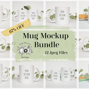 Mug Mockup Bundle, Coffee mug mockup bundle of 11oz and 15oz mugs for lifestyle nature styled stock photos, Digital Download Jpeg Template
