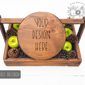 Wood Round Sign Mockup, Wood Sign Mock-up, Farmhouse Style Stock Photo, Wood Frame Mock Up Autumn