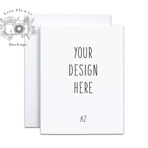 A2 vertical card mockup on white background, Thank you card mock up with envelope,  Jpeg Instant Digital Download Template