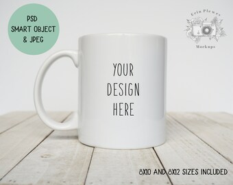 Mug Mockup Smart Object, Coffee Mug Mock-up for Minimal Styled Stock Photo, Digital Download Jpeg and PSD Template