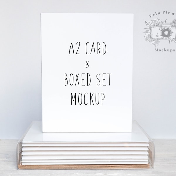 A2 Card Mockup Box Set, Greeting Card Mockup Set, Stationery Mock-up Lifestyle Photo, Instant Digital Download Jpeg Template