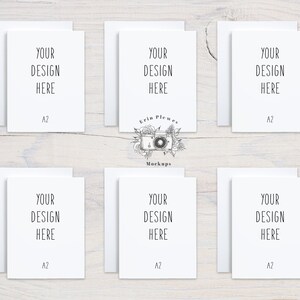 A2 Card Mockup Suite met enveloppen, Voorzijde Wenskaart Mock Up x 6, Briefpapier Suite Mock Ups, Jpeg Instant Digital Download