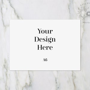 A6 Card Mockup, Greeting Card Mock Up, Thank You Note Flatlay for Wedding on Marble, Minimalist Paper Mock-up, Digital Download Jpg Photo