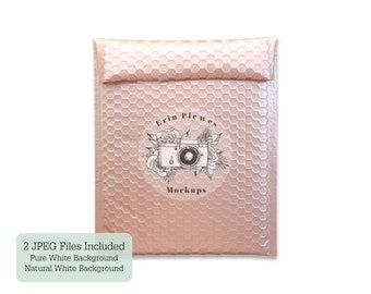 Bubble Mailer Mockup, Rose Gold Poly Mailer Back Mock Up , Pink Poly Mailer Stock Photo, Jpeg Instant Digital Download Template