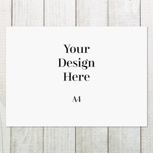 Paper Mockup A4, Horizontal poster mockup on white farmhouse style rustic wood boards, Stationery mock-up, Jpeg Instant Digital Download