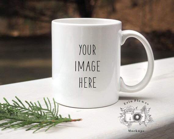 Mug Mockup Coffee Mug Mock Up With Evergreen Branch For Etsy