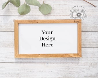 Reverse Canvas Mockup, Wood Sign Mock-up on Rustic Shiplap Wood, Frame Mock Up, Jpeg Instant Digital Download Template