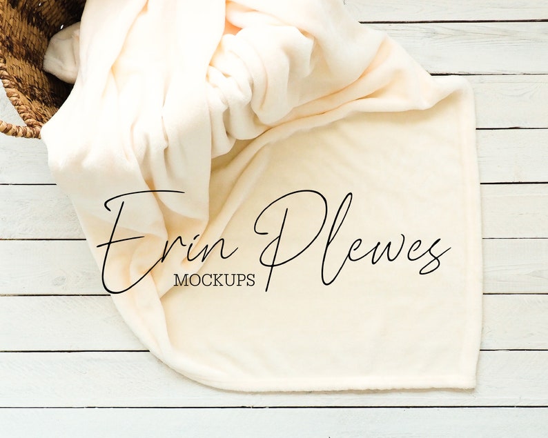 Download Blanket Mockup Cream Fleece Blanket Mock-Up in a Basket for | Etsy