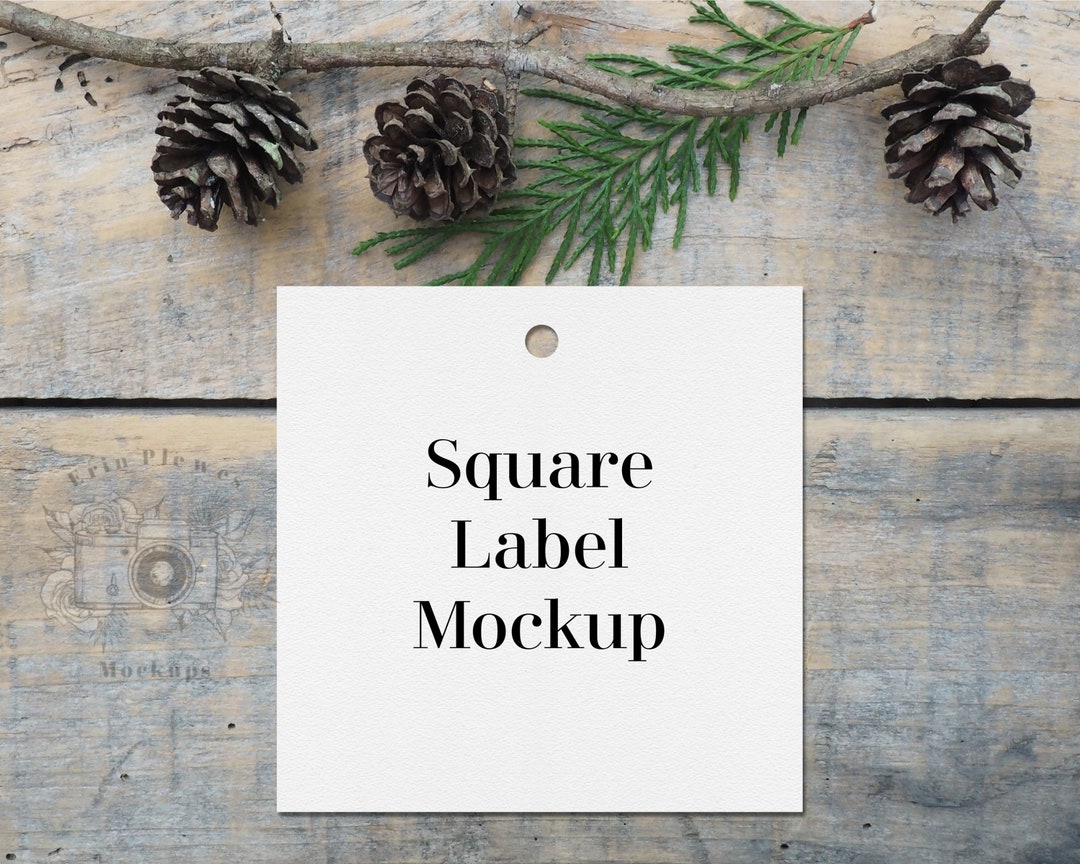 Square Tag Square Label Mockup, Gift Tag Mock up for Christmas Presents, Lifestyle ...