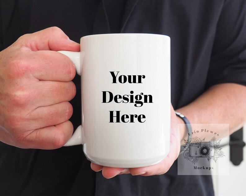 Download Coffee Mug Mockup 15oz Mug Mockup With Male Model Hands ...