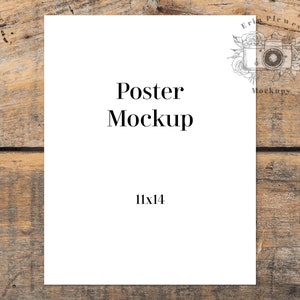 Poster Mockup 11 x 14, Papier Mock Up auf braun Bauernhaus Stil rustikalen Holz, Briefpapier Flatlay, Jpeg Instant Digital Download