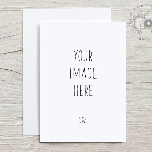 5x7 Card mockup with white envelope, Greeting card mock-up for rustic wedding and lifestyle stock photo, Jpeg Instant Digital Download