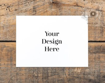 5 x 7 Karte Mockup, A7-Grußkarte Mock-up, Dankeschön-Karte flach Lay für rustikale Hochzeit, Lifestyle Stock Foto