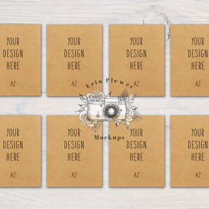A2 Kraft Card Mockup Suite, Front Back Greeting Card Mock Up x 8, Stationery Suite Mock Ups, Jpeg Instant Digital Download