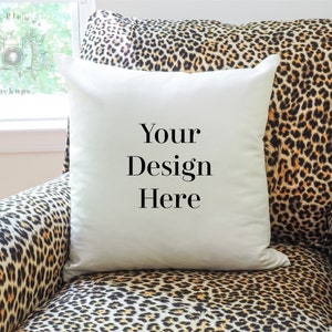 Pillow Mockup, White pillow case mock up for farmhouse lifestyle stock photography, Square pillow mock-up jpeg digital download template