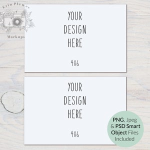 4&quot;x6&quot; Card Mockup PSD Smart Object, Front Back Card Mock-up, Side By Side 2 Card Mock Up, Jpeg PNG Instant Digital Download Template