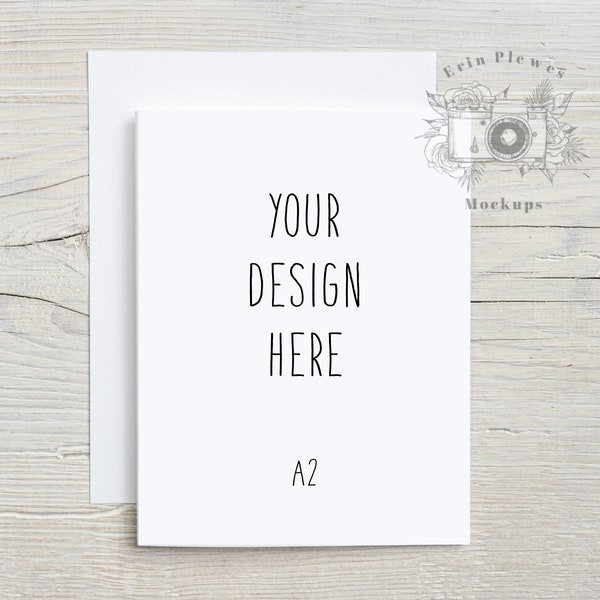 A2 Greeting card mockup with white envelope, Thank you card mock-up for rustic wedding and lifestyle photo, Jpeg Instant Digital Download