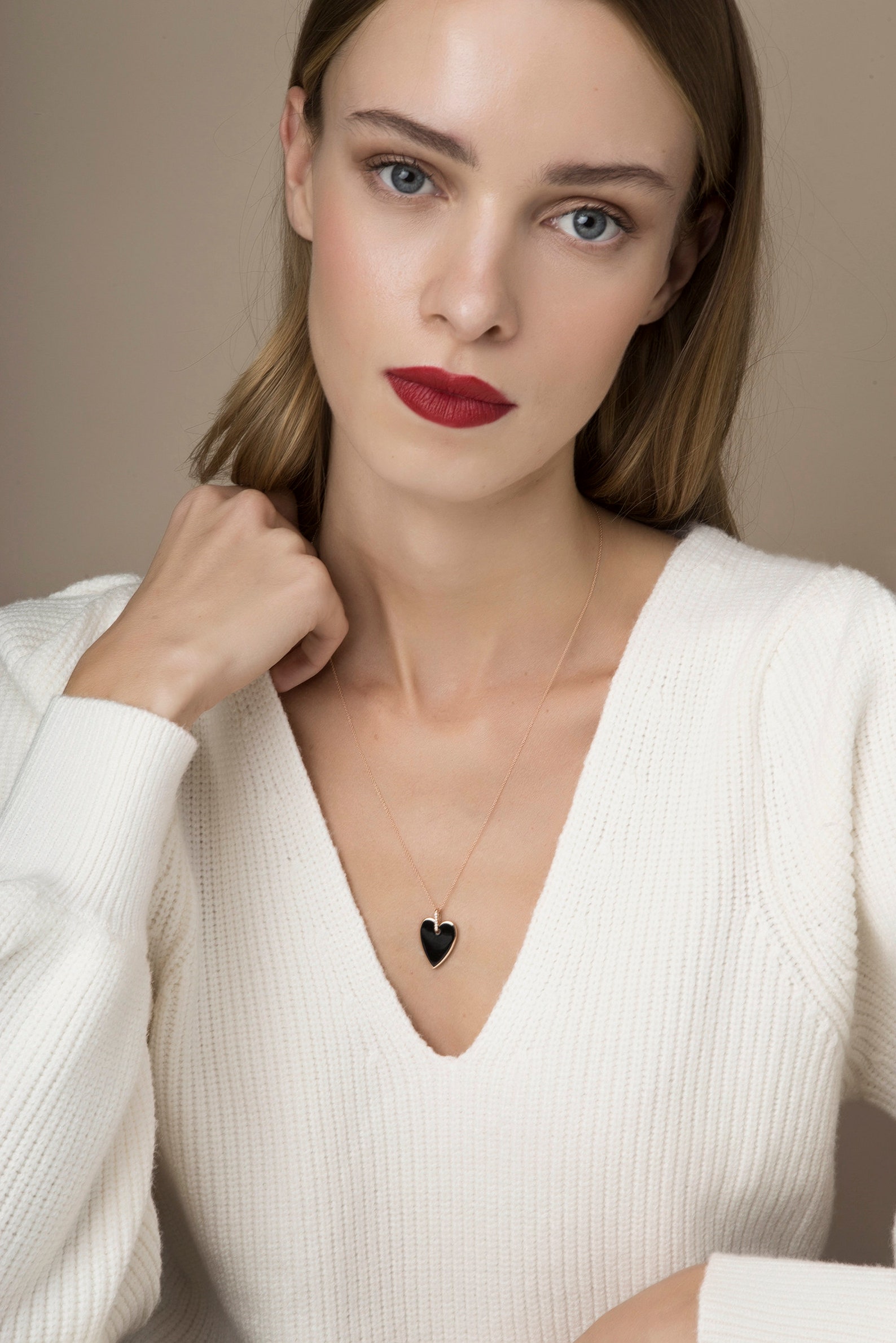 Black Enamel Diamond Heart Necklace Mothers Day Jewelry Etsy