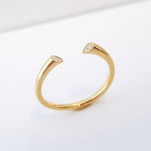 Open Diamond Ring, Diamond Cuff Ring, 2.0mm Strong Band, Solid Gold Ring, Gold Open Ring, Cuff Wedding Band, Anniversary Gift